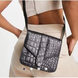 Urbancode black leather croc crossbody purse bag NEW with tags